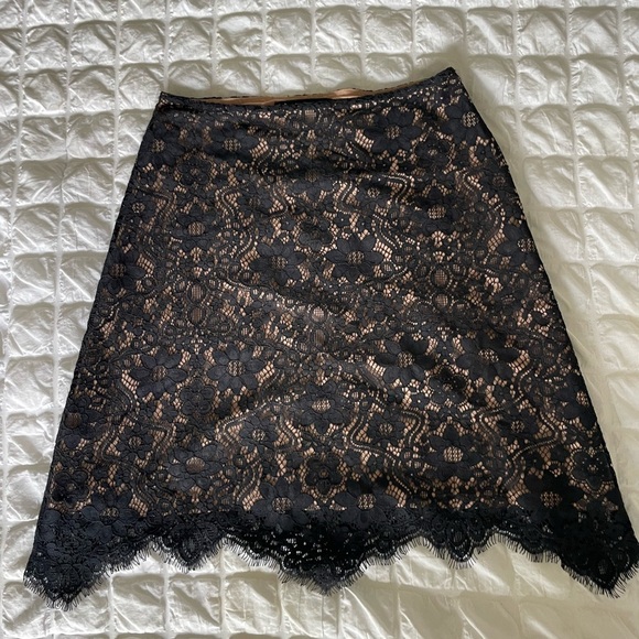 For Love And Lemons Black and Tan Lace Asymmetrical A-Line Skirt - Picture 1 of 8